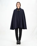 Tabarro in lana follata blu